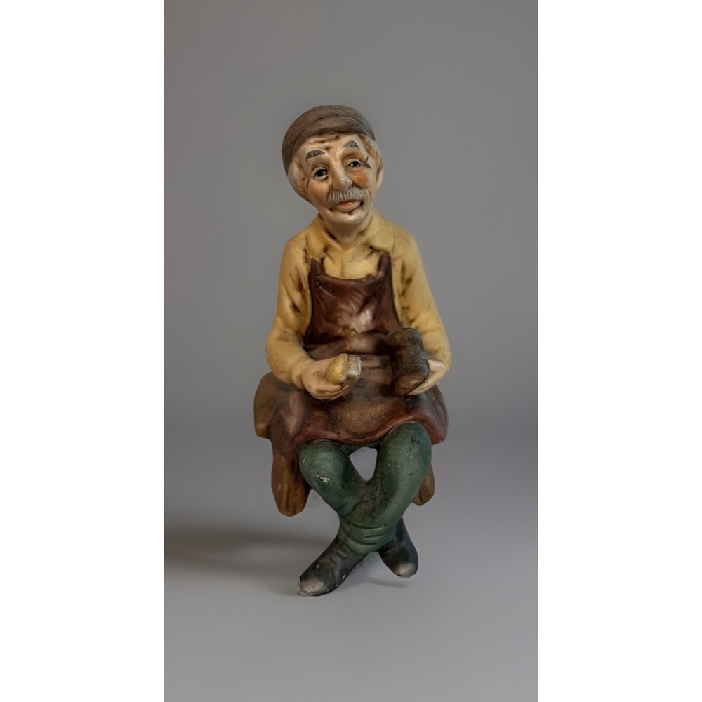 Porcelain Figurine Shoemaker 6 Inch Vintage Home Decor Hand Painted Good Quality